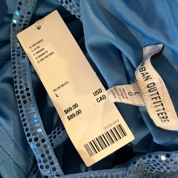 UO Woman's Blue Mila Sequin Strappy-Back Holiday Party Mini Dress Sz LR - Picture 6 of 12